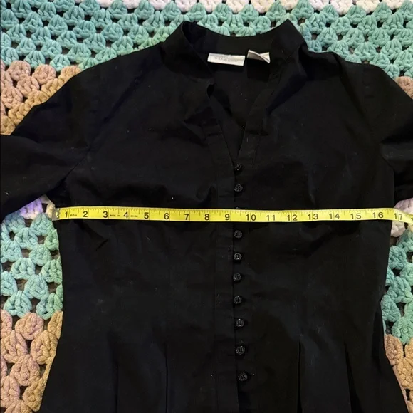 Worthington Stretch Black Button Down Shirt Blouse Women's Sz 6 - Picture 3 of 5